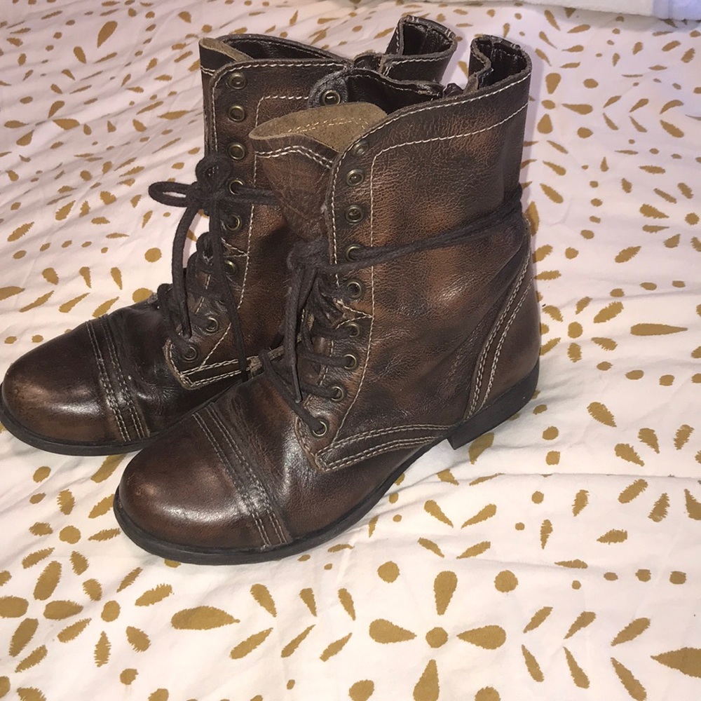 Steve Madden brown leather Troopa combat boot